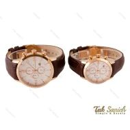 ساعت ست رومانسون سه موتوره بند چرم رزگلد Romanson-3570-S