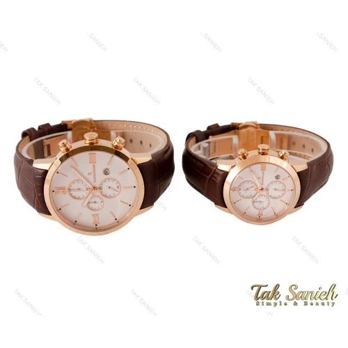 ساعت ست رومانسون سه موتوره بند چرم رزگلد Romanson-3570-S