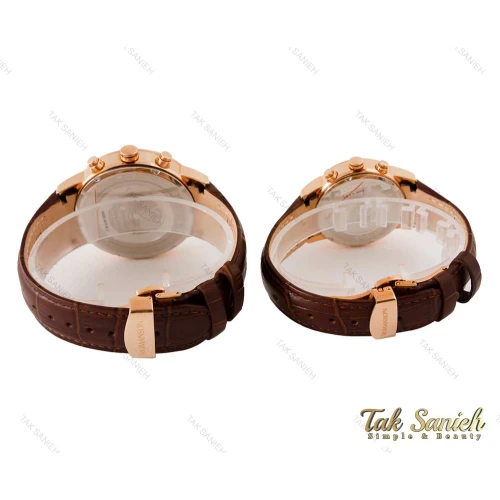 ساعت ست رومانسون سه موتوره بند چرم رزگلد Romanson-3570-S