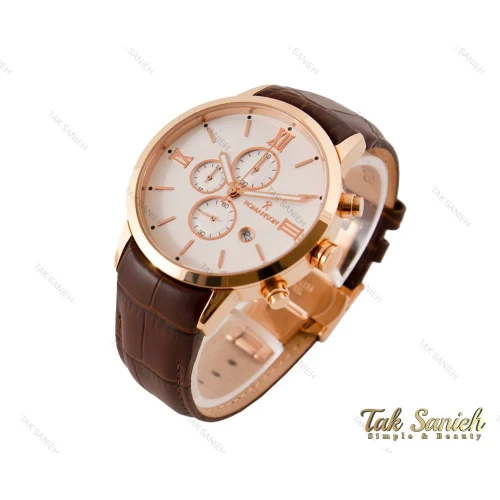 ساعت ست رومانسون سه موتوره بند چرم رزگلد Romanson-3570-S