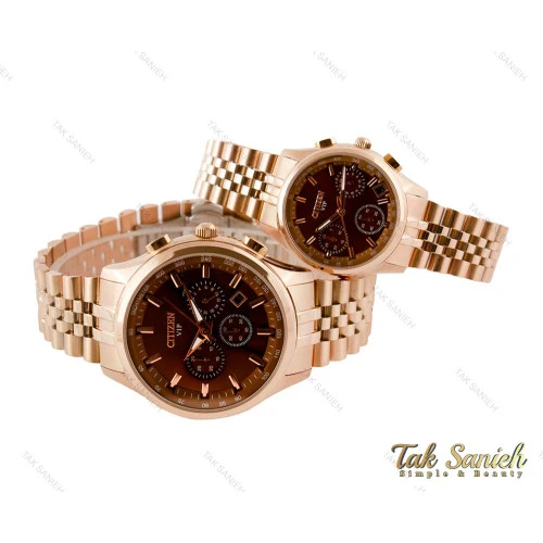 ساعت مچی ست سیتیزن صفحه قهوه ای Citizen-3585-S