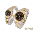 ساعت رولکس زنانه دورنگ طلایی صفحه مشکی متوسط Rolex-4531-M-L