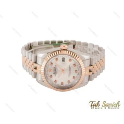 ساعت مردانه رولکس دیت جاست رزگلد سیلور Rolex-3635-G