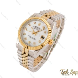 ساعت رولکس مردانه دورنگ طلایی صفحه سفید Rolex-3638-G