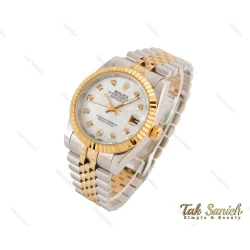 ساعت رولکس مردانه دورنگ طلایی صفحه سفید Rolex-3638-G
