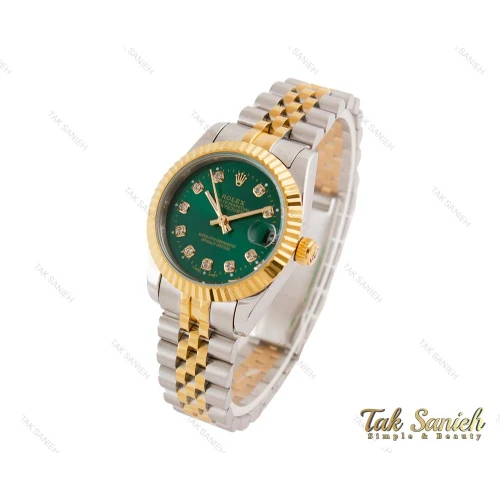 ساعت رولکس دیت جاست زنانه صفحه سبز مدیوم Rolex-3641-L