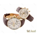 ساعت ست سیتیزن VIP بند چرم سه موتوره طلایی Citizen-3317-S
