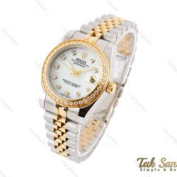 ساعت رولکس زنانه دیت جاست طلایی سیلور نگین دار Rolex-3347-L