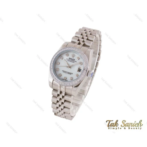 ساعت رولکس دیت جاست نقره ای نگین دار Rolex-3722-L