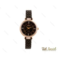 ساعت رومانسون زنانه نگین دار رزگلد مشکی Romanson-3732-L
