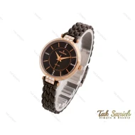 ساعت رومانسون زنانه نگین دار رزگلد مشکی Romanson-3732-L