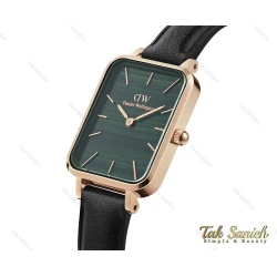 ساعت دنیل ولینگتون مستطیلی زنانه صفحه سبز بند چرم DW-3871-L