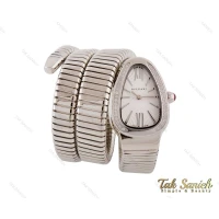 ساعت بولگاری زنانه مار نقره ای سفید نگین دار Bvlgari-3877-L