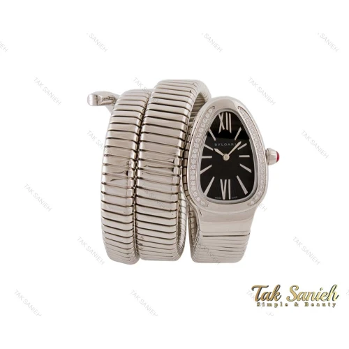 ساعت بولگاری مار زنانه سیلور مشکی نگین دار Bvlgari-3878-L