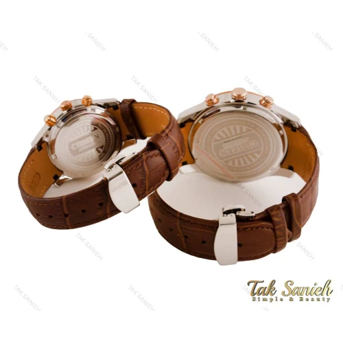 ساعت ست سیتیزن WR100 سه موتوره کرنوگراف بند چرمی Citizen-3906-S