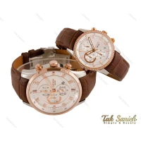 ساعت ست سیتیزن WR100 سه موتوره کرنوگراف بند چرمی Citizen-3906-S