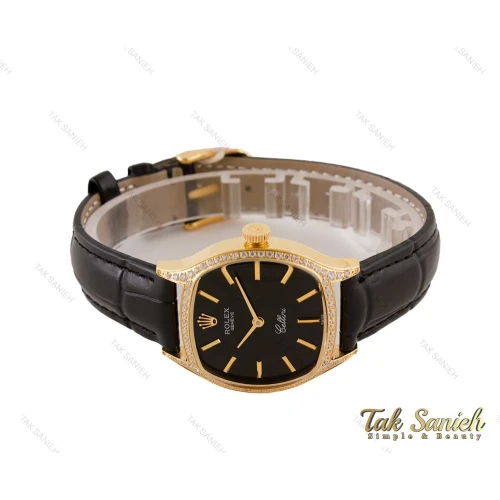 ساعت رولکس زنانه طلایی بند چرم نگین دار Rolex-3940-L