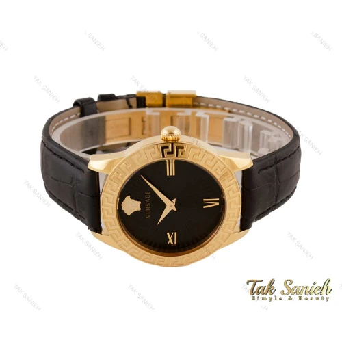 ساعت ورساچه زنانه طلایی بند چرم مشکی Versace-3941-L