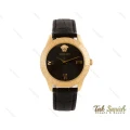 ساعت ورساچه زنانه طلایی بند چرم مشکی Versace-3941-L