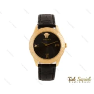 ساعت ورساچه زنانه طلایی بند چرم مشکی Versace-3941-L