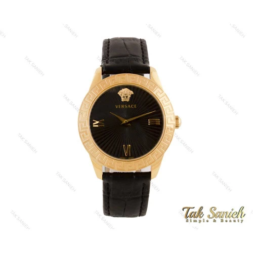 ساعت ورساچه زنانه طلایی بند چرم مشکی Versace-3941-L
