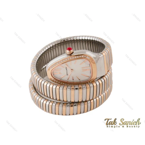 ساعت بولگاری ماری زنانه رزگلد نقره ای نگین دار Bvlgari-3979-L