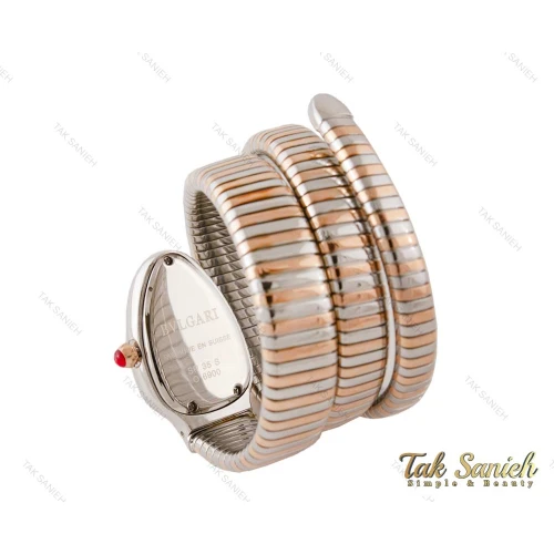 ساعت بولگاری ماری زنانه رزگلد نقره ای نگین دار Bvlgari-3979-L