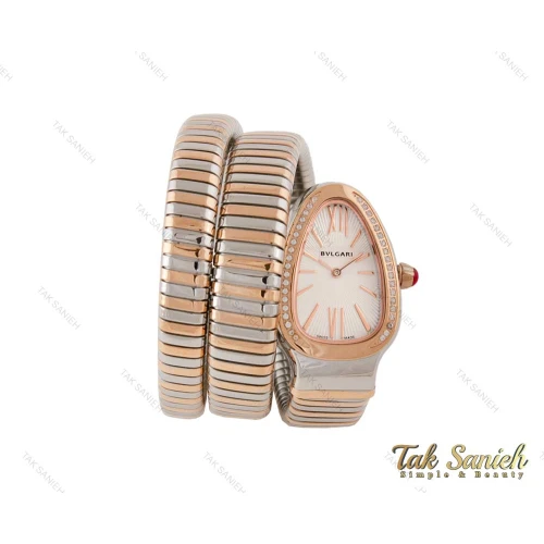 ساعت بولگاری ماری زنانه رزگلد نقره ای نگین دار Bvlgari-3979-L