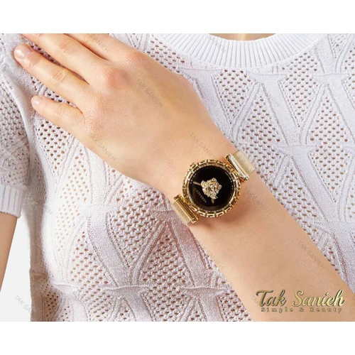 ساعت ورساجه زنانه پالازو طلایی صفحه مشکی Versace-3989-L
