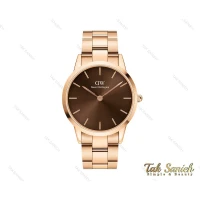 ساعت دنیل ولینگتون آیکونیک لینک رزگلد صفحه قهوه ای مردانه DW-4005-G