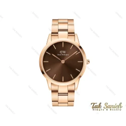 ساعت دنیل ولینگتون آیکونیک لینک رزگلد صفحه قهوه ای مردانه DW-4005-G