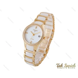 ساعت سیتیزن VIP زنانه سرامیکی سفید طلایی Citizen-4010-L