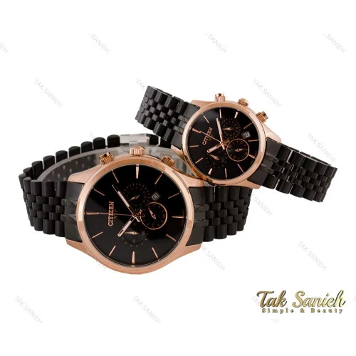 ساعت ست سیتیزن VIP رزگلد مشکی مدل Citizen-4012-S