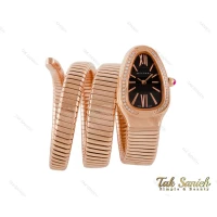 ساعت بولگاری ماری زنانه رزگلد نگین دار صفحه مشکی Bvlgari-4023-L