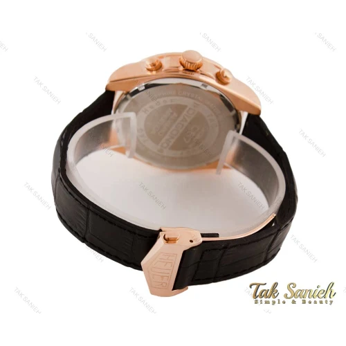 ساعت تگ هویر CR7 مردانه رزگلد مشکی بند چرم Tag-3830-G