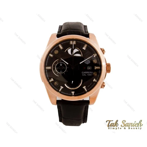ساعت تگ هویر CR7 مردانه رزگلد مشکی بند چرم Tag-3830-G