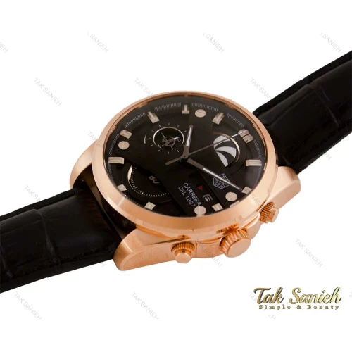 ساعت تگ هویر CR7 مردانه رزگلد مشکی بند چرم Tag-3830-G
