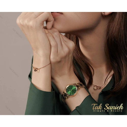 ساعت دنیل ولینگتون زنانه رزگلد سبز سایز کوچک DW-3837-28-L