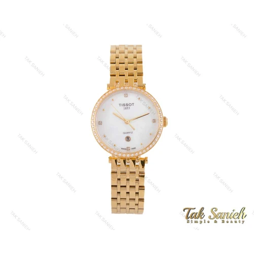 ساعت تیسوت زنانه طلایی نگین دار Tissot-3852-L