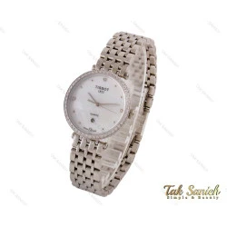 ساعت تیسوت زنانه نگین دار نقره ای Tissot-3853-L