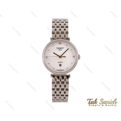 ساعت تیسوت زنانه نگین دار نقره ای Tissot-3853-L