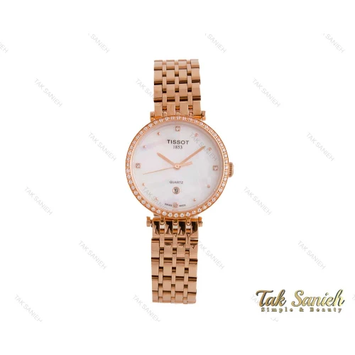 ساعت تیسوت زنانه رزگلد نگین دار Tissot-3854-L
