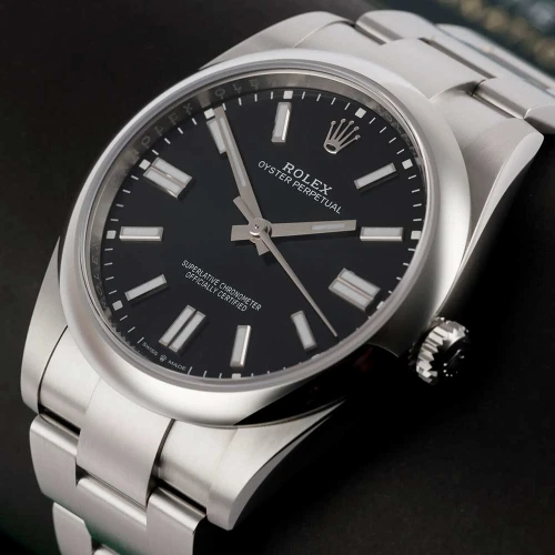 ساعت رولکس مردانه اویستر پرپچوال سیلور مشکی Rolex-4113-G