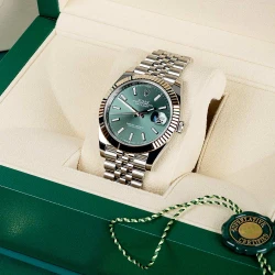 ساعت رولکس مردانه دیت جاست اتوماتیک نقره ای سبز Rolex-4115-G
