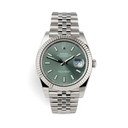 ساعت رولکس مردانه دیت جاست اتوماتیک نقره ای سبز Rolex-4115-G