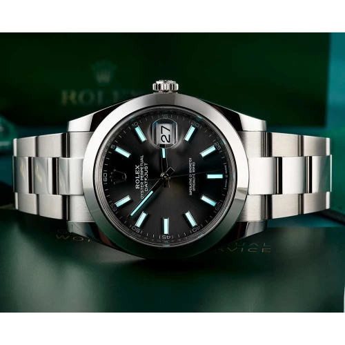 ساعت رولکس مردانه دیت جاست اتوماتیک صفحه خاکستری Rolex-4117-G