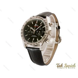 ساعت امگا مردانه اسپیدمستر بند چرم سیلور مشکی Omega-4137-G