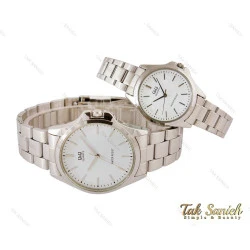 ساعت کیو اند کیو ست نقره ای سفید Q&Q-4141-S