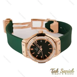 ساعت هابلوت زنانه نگین دار سبز رزگلد Hublot-4146-L