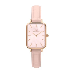 ساعت دنیل ولینگتون زنانه مستطیلی بند چرم صورتی Daniel-4178-L